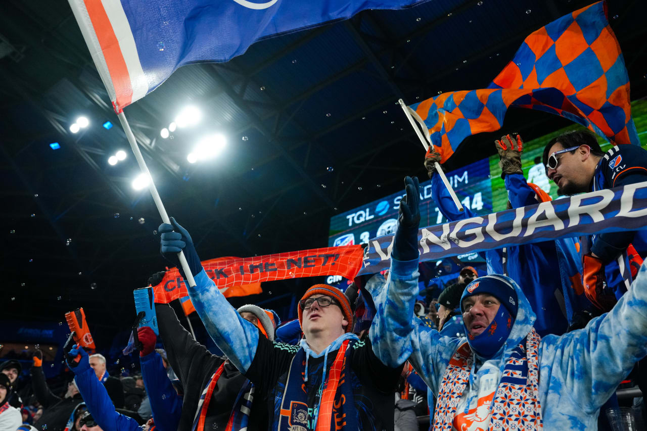 CINCINNATI, OHIO - FEBRUARY 28: FC Cincinnati against Cavalier F.C. on February 28, 2024 at TQL Stadium in Cincinnati, Ohio.