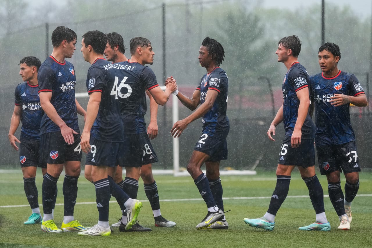HIGHLAND HEIGHTS, KENTUCKY - April 10: FC Cincinnati 2 against New England Revolution II on April 10, 2024 at Scudamore Field at Northern Kentucky University in Highland Heights, Kentucky.