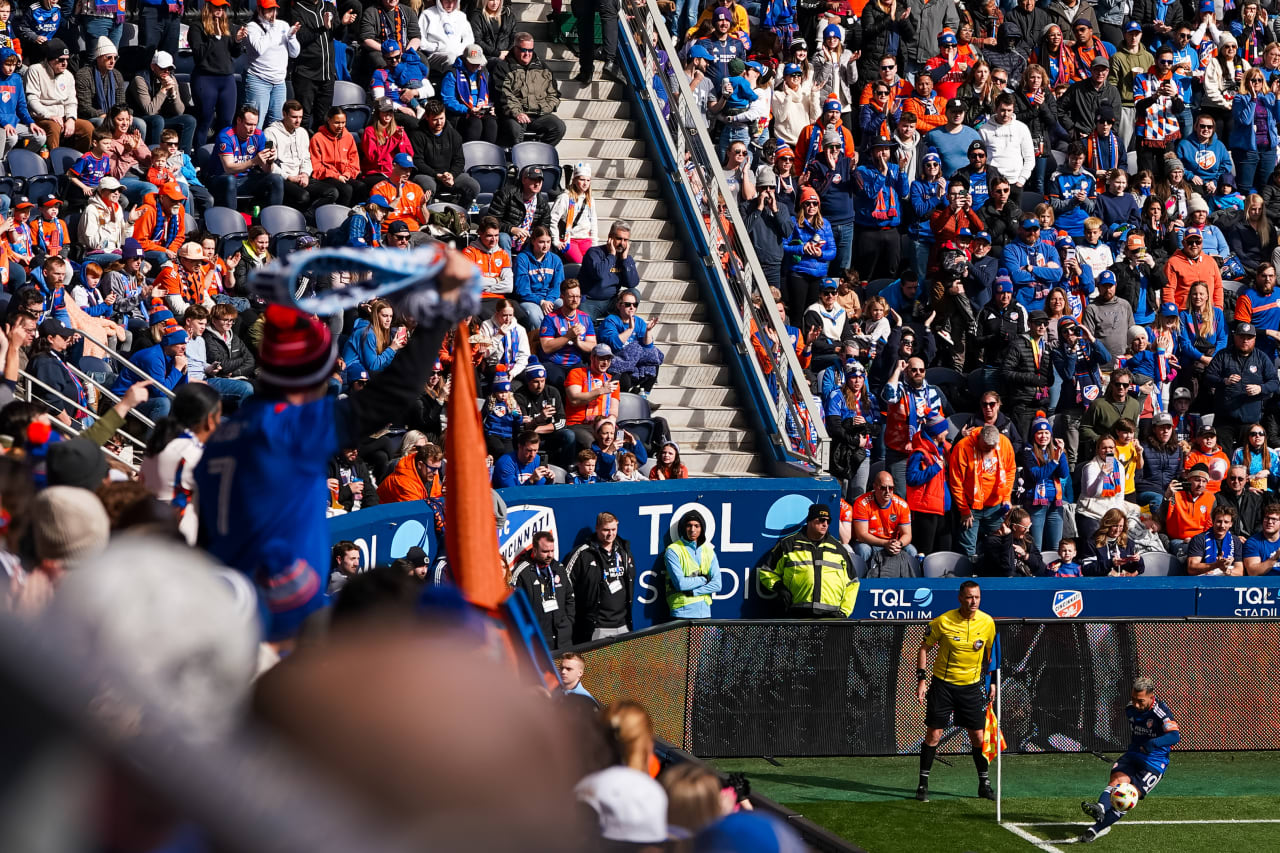 CINCINNATI, OHIO - MARCH 10: FC Cincinnati against D.C. United on March 10, 2024 at TQL Stadium in Cincinnati, Ohio.