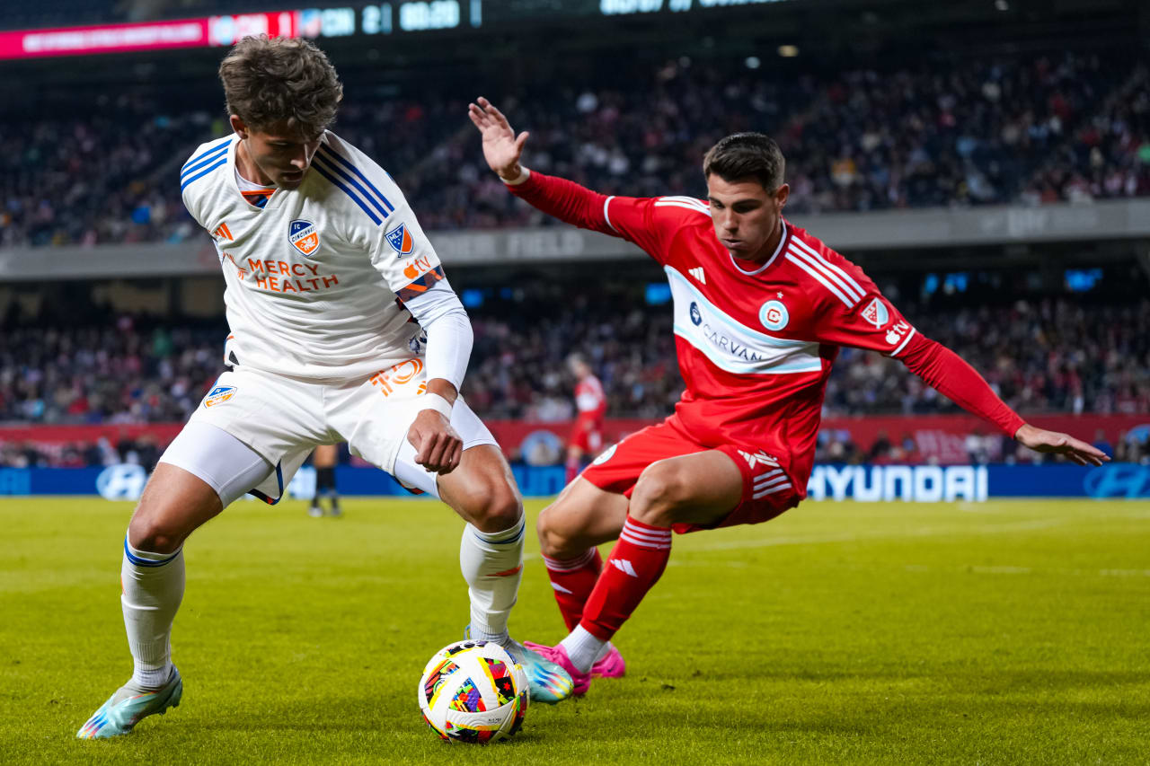 CHICAGO, ILLINOIS - MARCH 2: Chicago Fire FC against FC Cincinnati on March 2, 2024 at Soldier Field in Chicago, Illinois.