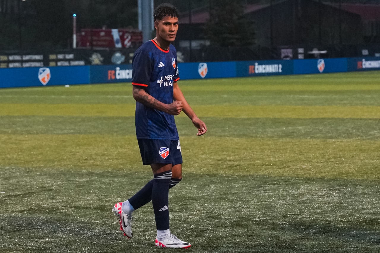 HIGHLAND HEIGHTS, KENTUCKY - April 10: FC Cincinnati 2 against New England Revolution II on April 10, 2024 at Scudamore Field at Northern Kentucky University in Highland Heights, Kentucky.