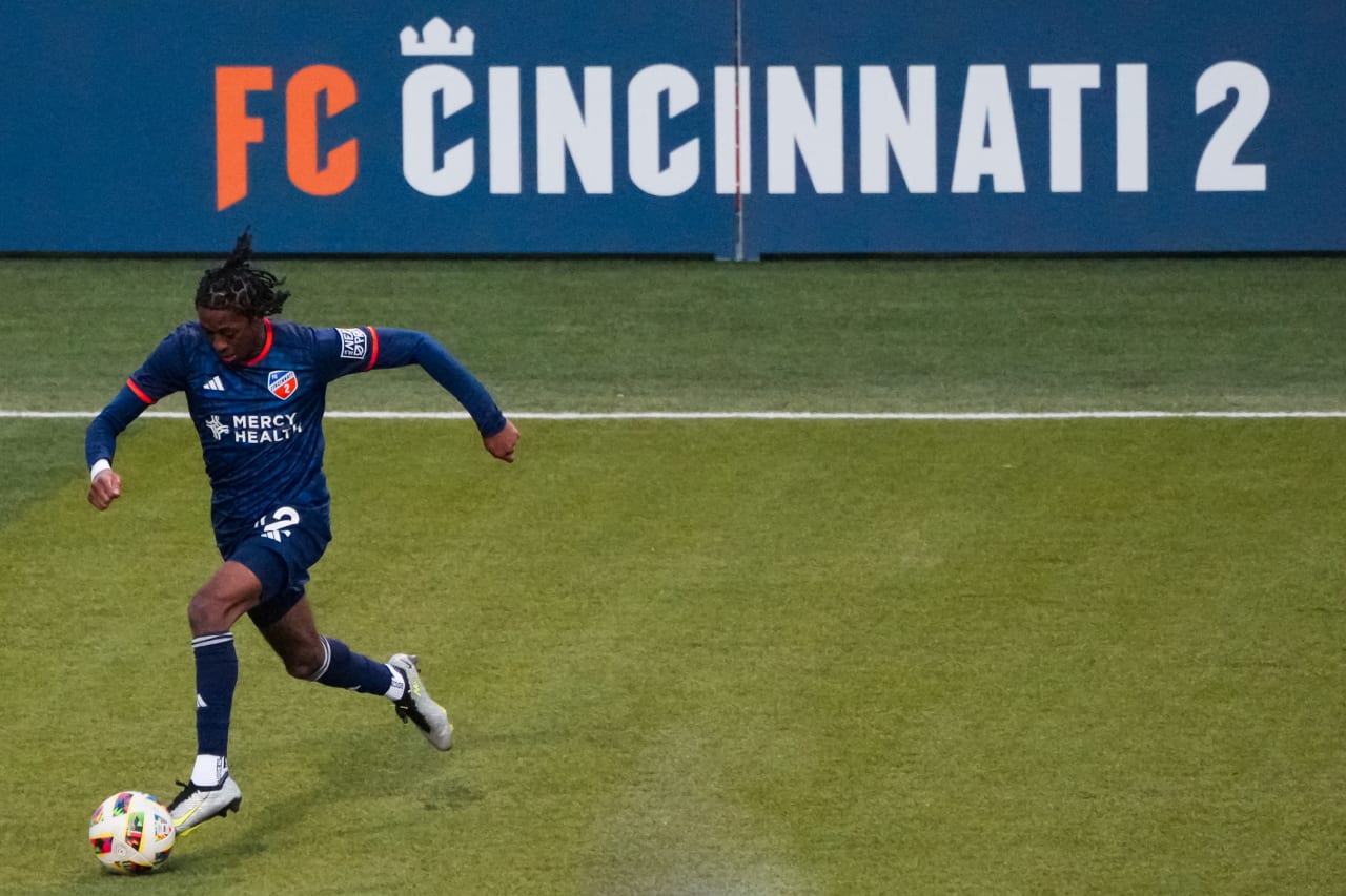 HIGHLAND HEIGHTS, KENTUCKY - MARCH 17: FC Cincinnati 2 against Chicago Fire FC II on March 17, 2024 at Scudamore Field at Northern Kentucky University in Highland Heights, Kentucky.
