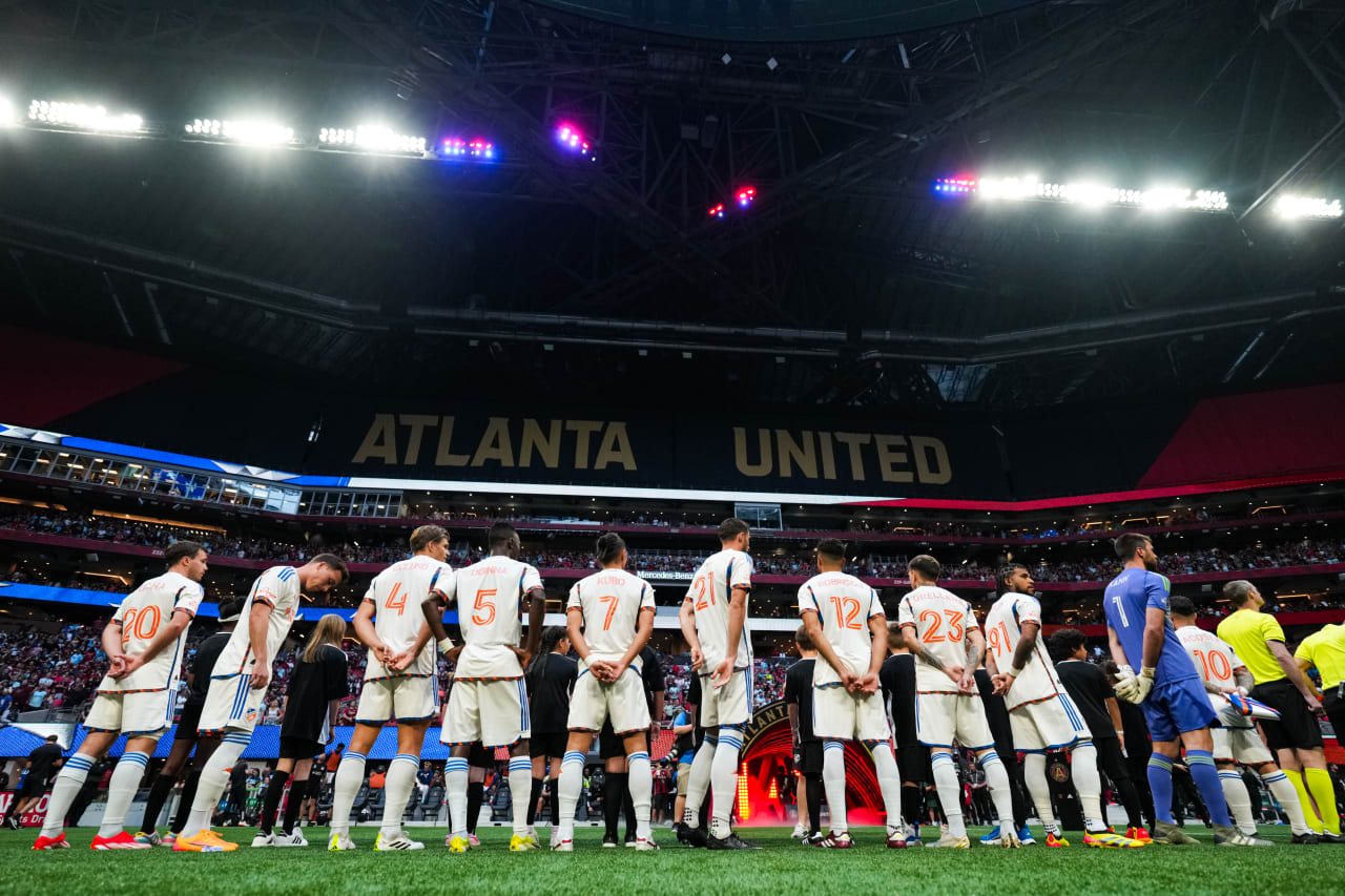 ATLANTA, GEORGIA - APRIL 20: Atlanta United against FC Cincinnati on April 20, 2024 at Mercedes-Benz Stadium in Atlanta Georgia.
