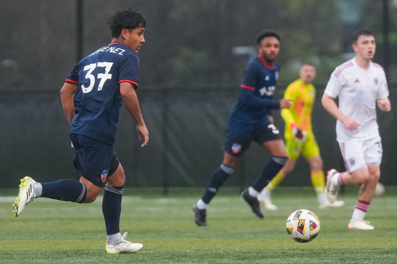 HIGHLAND HEIGHTS, KENTUCKY - April 10: FC Cincinnati 2 against New England Revolution II on April 10, 2024 at Scudamore Field at Northern Kentucky University in Highland Heights, Kentucky.