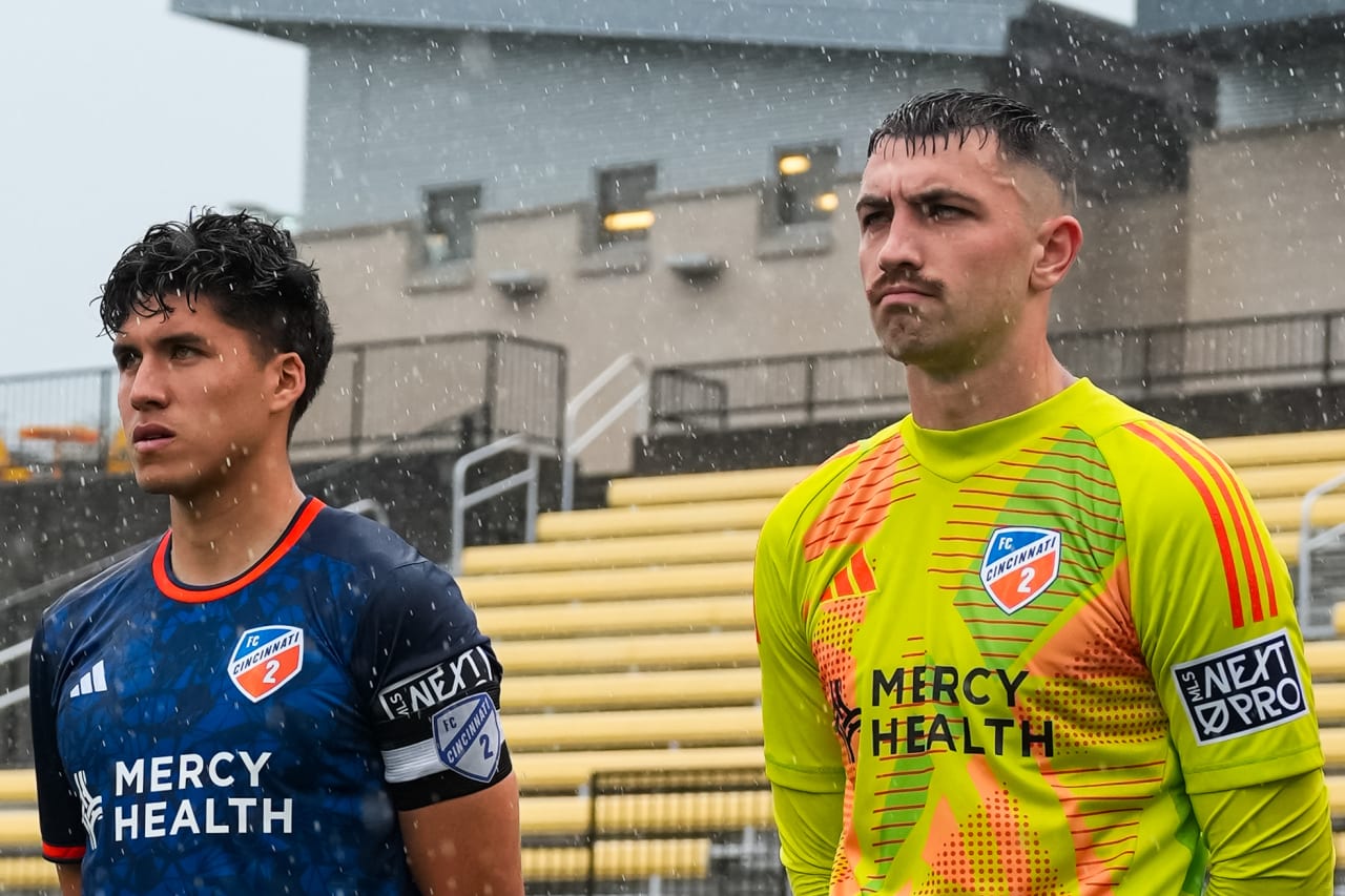 HIGHLAND HEIGHTS, KENTUCKY - April 10: FC Cincinnati 2 against New England Revolution II on April 10, 2024 at Scudamore Field at Northern Kentucky University in Highland Heights, Kentucky.