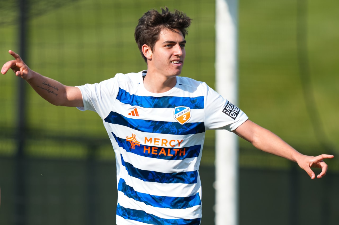 HIGHLAND HEIGHTS, KENTUCKY - APRIL 28: FC Cincinnati 2 against Philadelphia Union on April 28, 2024 at Scudamore Field at Northern Kentucky University in Highland Heights, Kentucky.