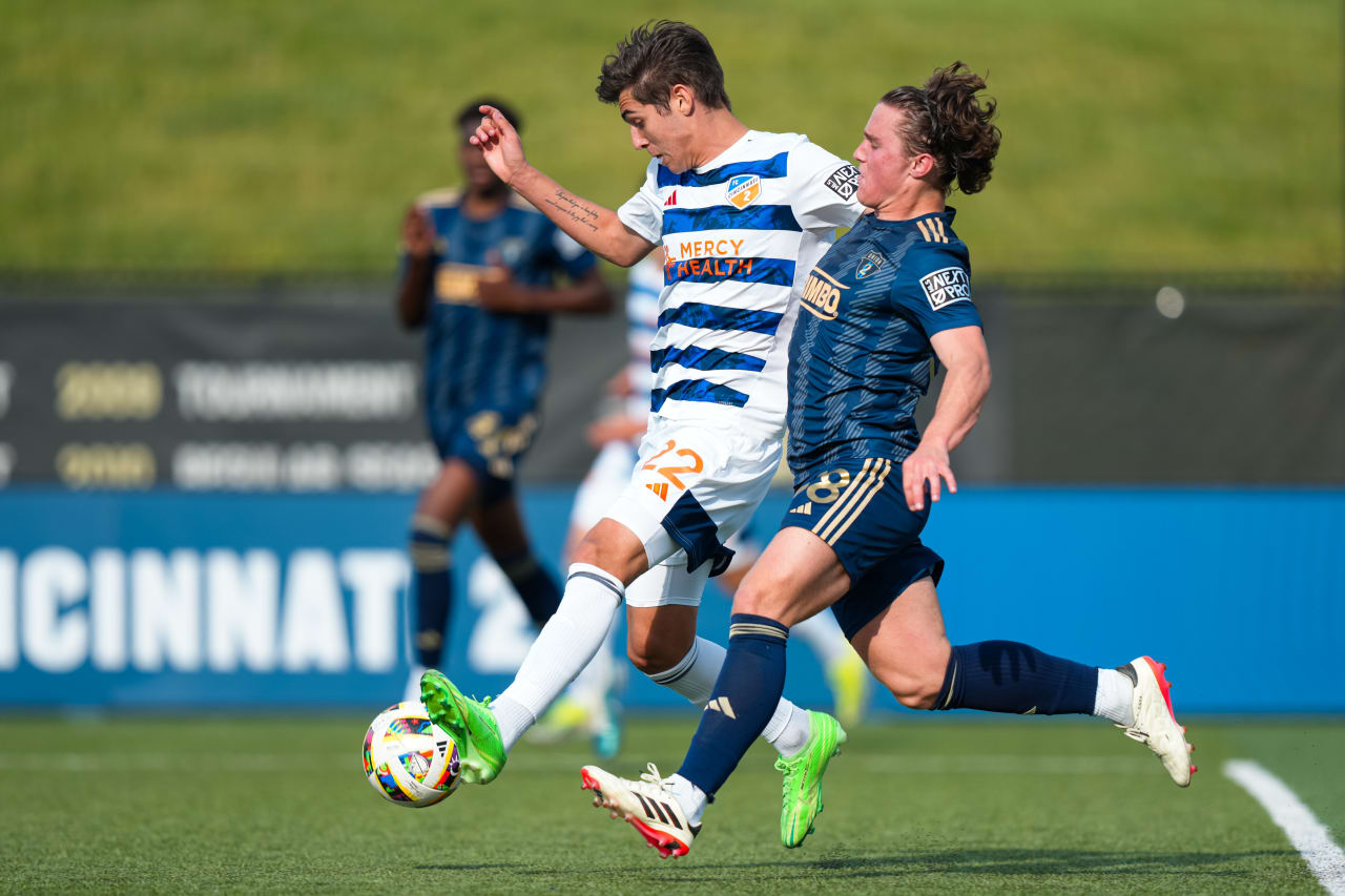 HIGHLAND HEIGHTS, KENTUCKY - APRIL 28: FC Cincinnati 2 against Philadelphia Union on April 28, 2024 at Scudamore Field at Northern Kentucky University in Highland Heights, Kentucky.