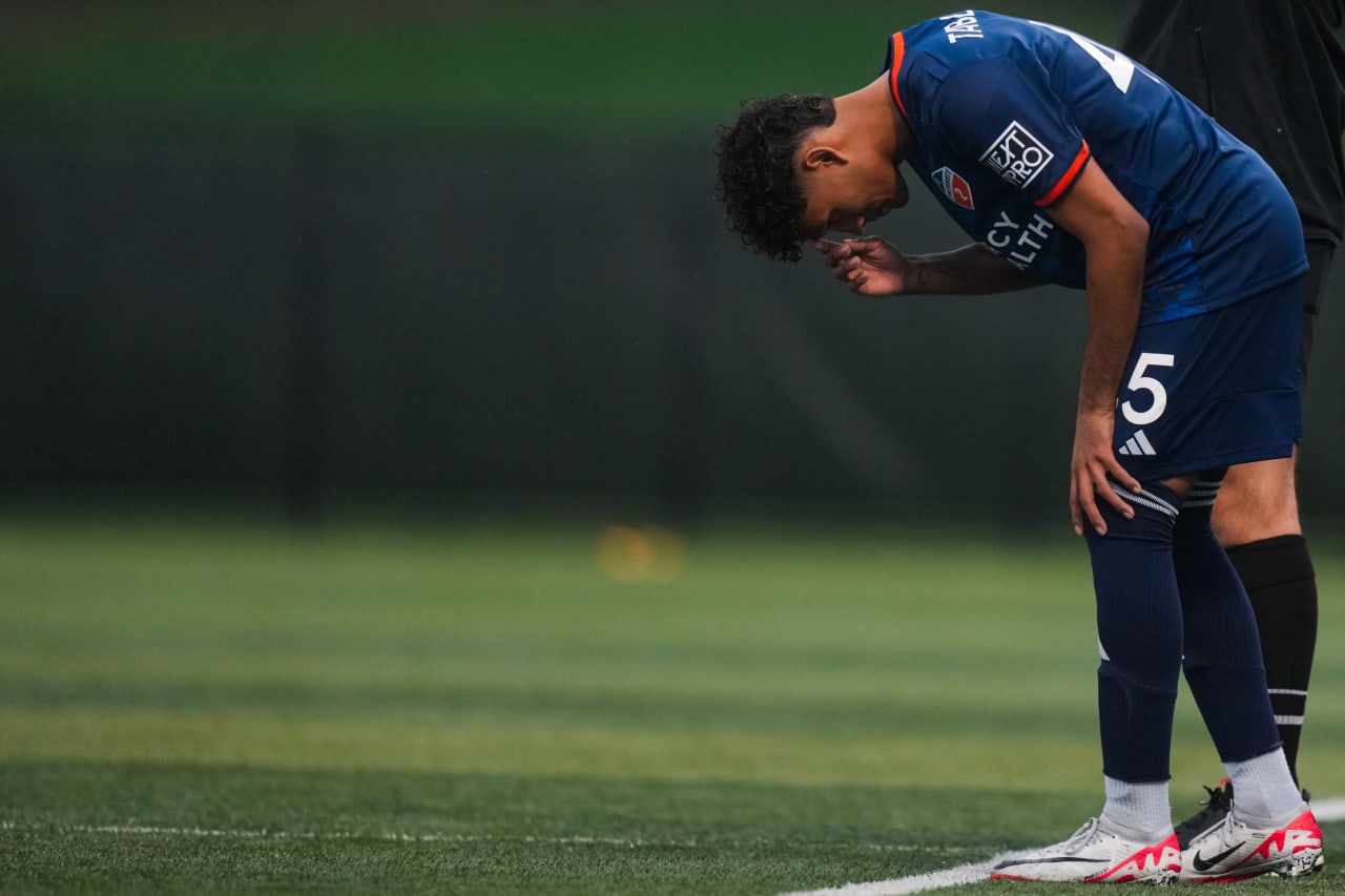 HIGHLAND HEIGHTS, KENTUCKY - April 10: FC Cincinnati 2 against New England Revolution II on April 10, 2024 at Scudamore Field at Northern Kentucky University in Highland Heights, Kentucky.