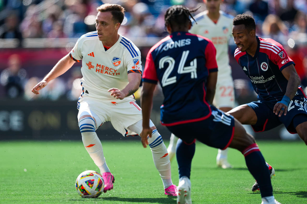 FOXBOROUGH, MASSACHUSETTS - MARCH 17:  New England Revolution against FC Cincinnati on March 17, 2024 in Foxborough, Massachusetts.