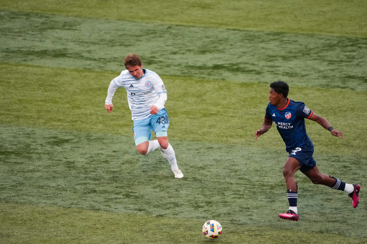 HIGHLAND HEIGHTS, KENTUCKY - MARCH 17: FC Cincinnati 2 against Chicago Fire FC II on March 17, 2024 at Scudamore Field at Northern Kentucky University in Highland Heights, Kentucky.