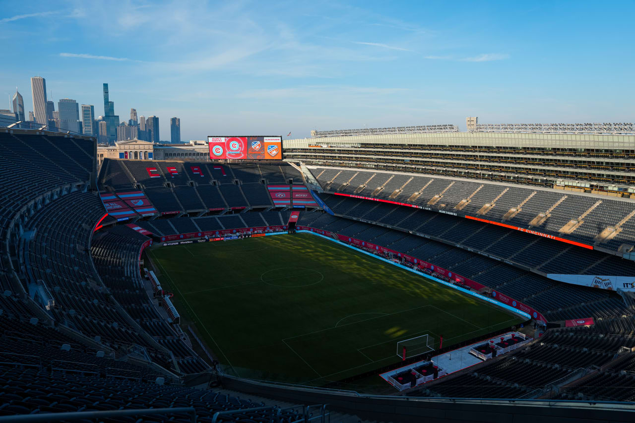 CHICAGO, ILLINOIS - MARCH 2: Chicago Fire FC against FC Cincinnati on March 2, 2024 at Soldier Field in Chicago, Illinois.