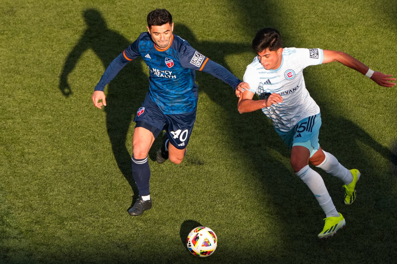 HIGHLAND HEIGHTS, KENTUCKY - MARCH 17: FC Cincinnati 2 against Chicago Fire FC II on March 17, 2024 at Scudamore Field at Northern Kentucky University in Highland Heights, Kentucky.