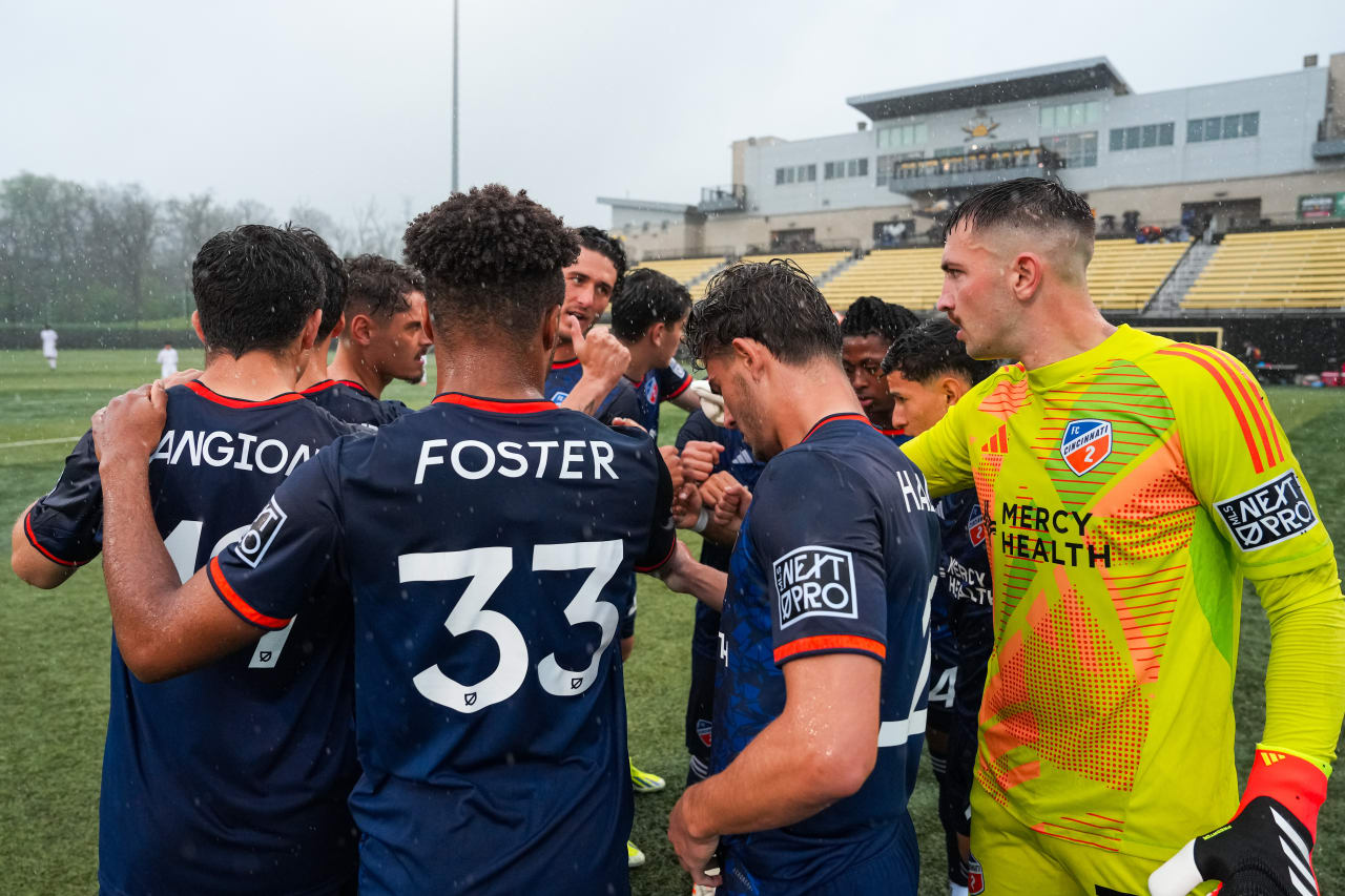 HIGHLAND HEIGHTS, KENTUCKY - April 10: FC Cincinnati 2 against New England Revolution II on April 10, 2024 at Scudamore Field at Northern Kentucky University in Highland Heights, Kentucky.