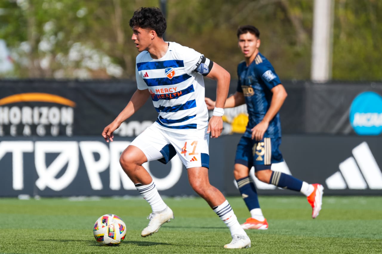 HIGHLAND HEIGHTS, KENTUCKY - APRIL 28: FC Cincinnati 2 against Philadelphia Union on April 28, 2024 at Scudamore Field at Northern Kentucky University in Highland Heights, Kentucky.