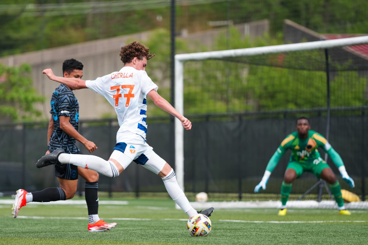HIGHLAND HEIGHTS, KENTUCKY - MAY 4: FC Cincinnati 2 against Crown Legacy FC on May 4, 2024 at Scudamore Field at Northern Kentucky University in Highland Heights, Kentucky.