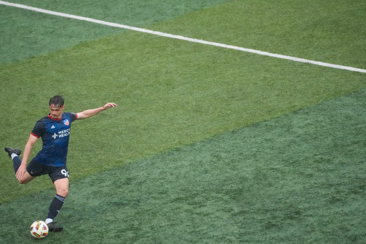 HIGHLAND HEIGHTS, KENTUCKY - April 10: FC Cincinnati 2 against New England Revolution II on April 10, 2024 at Scudamore Field at Northern Kentucky University in Highland Heights, Kentucky.