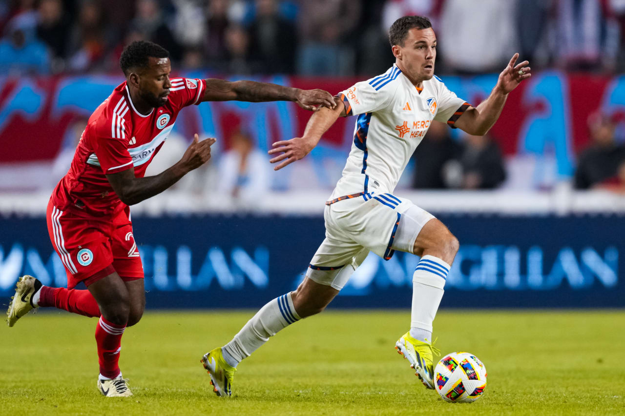 CHICAGO, ILLINOIS - MARCH 2: Chicago Fire FC against FC Cincinnati on March 2, 2024 at Soldier Field in Chicago, Illinois.