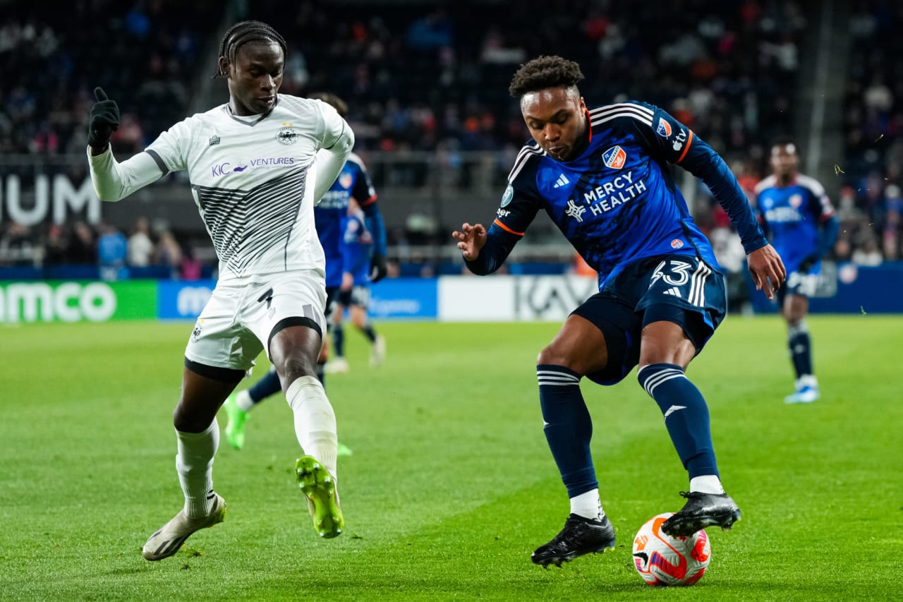 CINCINNATI, OHIO - FEBRUARY 28: FC Cincinnati against Cavalier F.C. on February 28, 2024 at TQL Stadium in Cincinnati, Ohio.