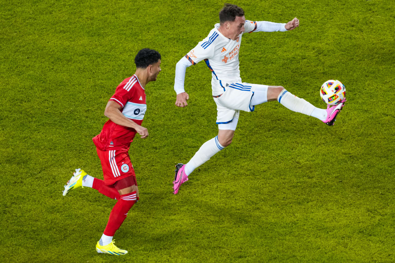 CHICAGO, ILLINOIS - MARCH 2: Chicago Fire FC against FC Cincinnati on March 2, 2024 at Soldier Field in Chicago, Illinois.