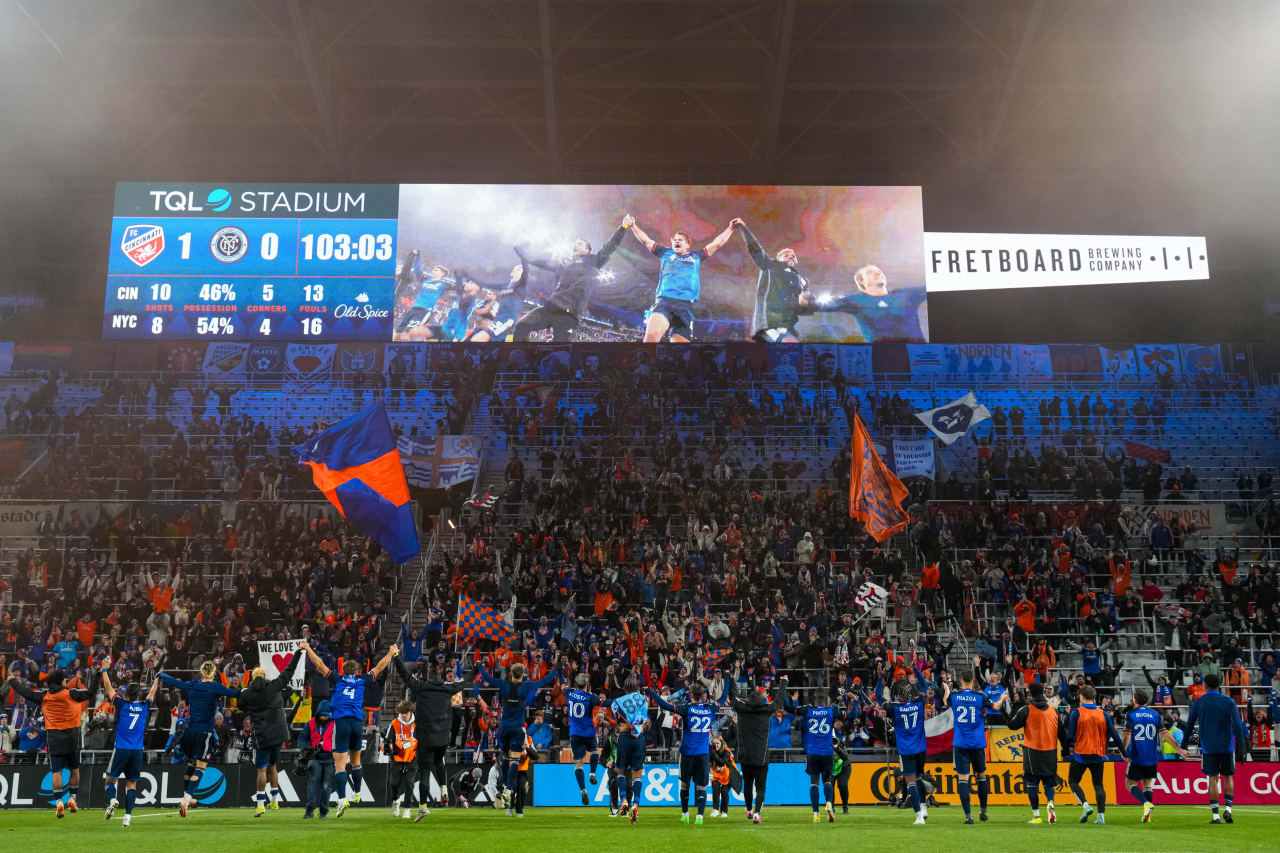 CINCINNATI, OHIO - MARCH 23: FC Cincinnati against New York City FC on March 23, 2024 at TQL Stadium in Cincinnati, Ohio.