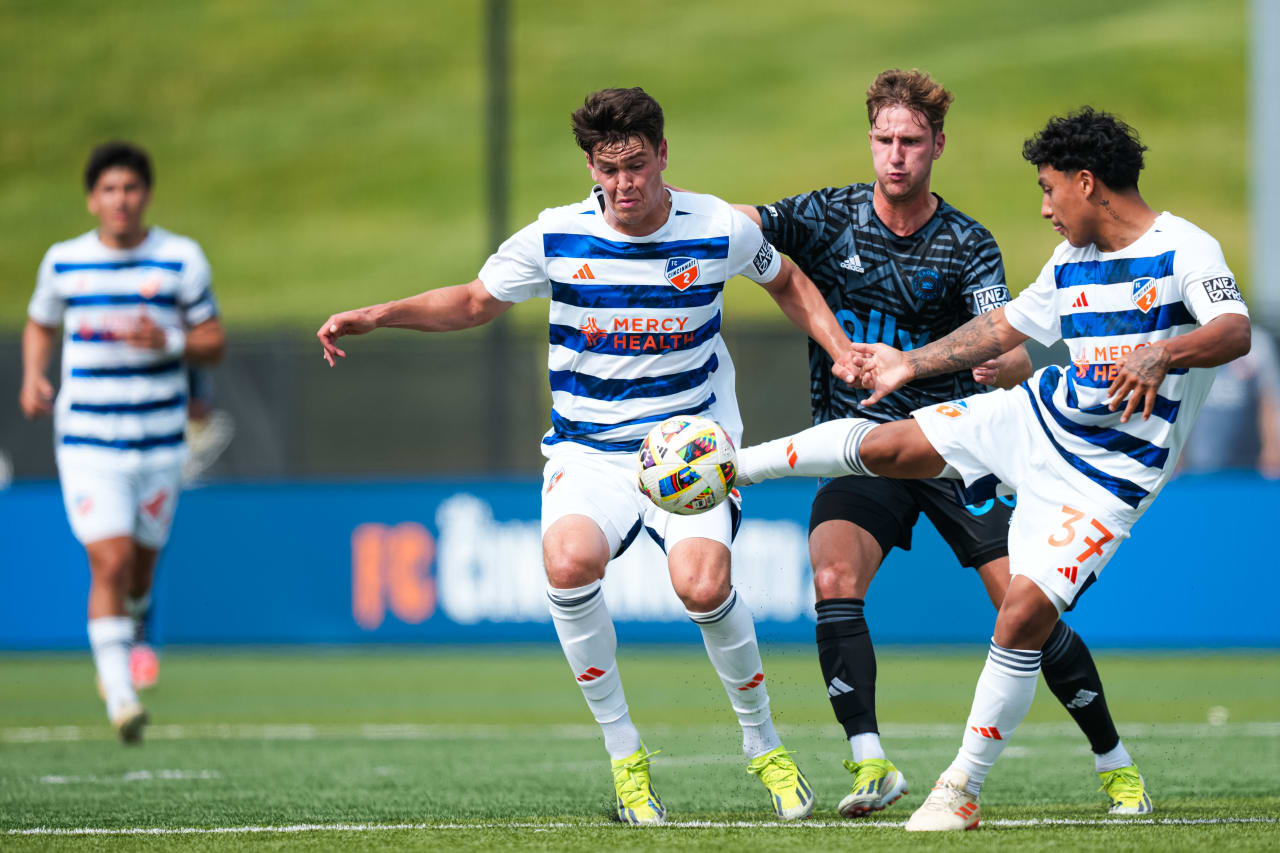 HIGHLAND HEIGHTS, KENTUCKY - MAY 4: FC Cincinnati 2 against Crown Legacy FC on May 4, 2024 at Scudamore Field at Northern Kentucky University in Highland Heights, Kentucky.