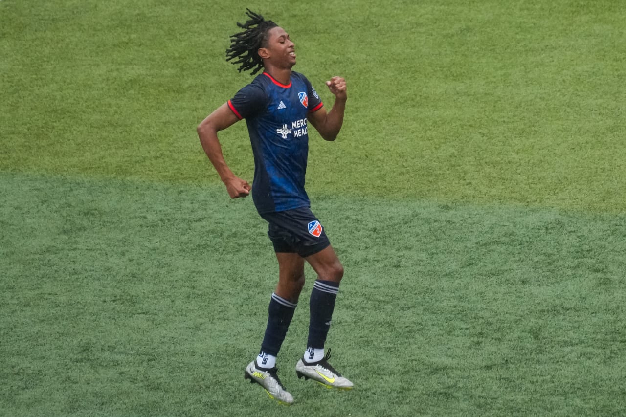 HIGHLAND HEIGHTS, KENTUCKY - April 10: FC Cincinnati 2 against New England Revolution II on April 10, 2024 at Scudamore Field at Northern Kentucky University in Highland Heights, Kentucky.