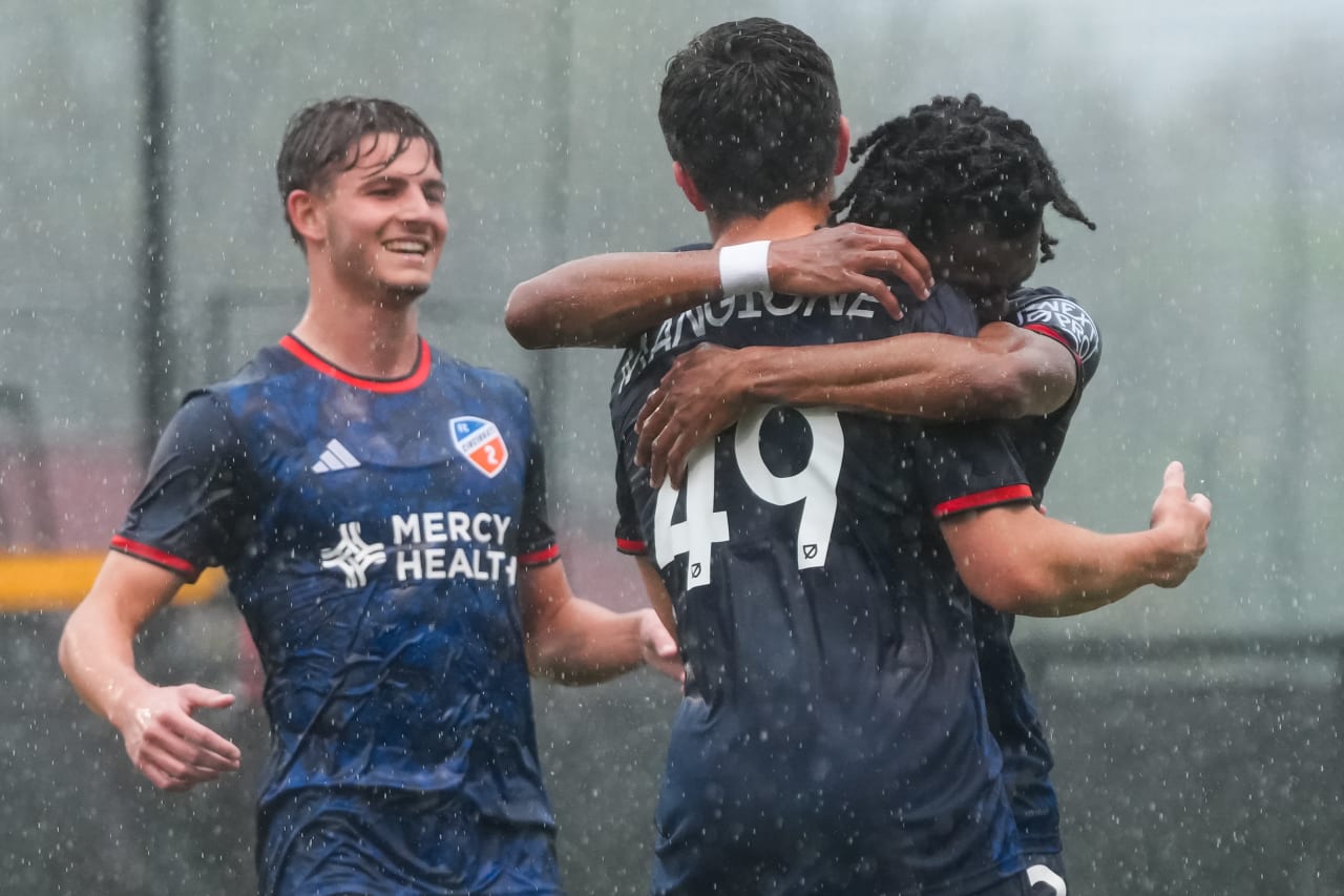 HIGHLAND HEIGHTS, KENTUCKY - April 10: FC Cincinnati 2 against New England Revolution II on April 10, 2024 at Scudamore Field at Northern Kentucky University in Highland Heights, Kentucky.