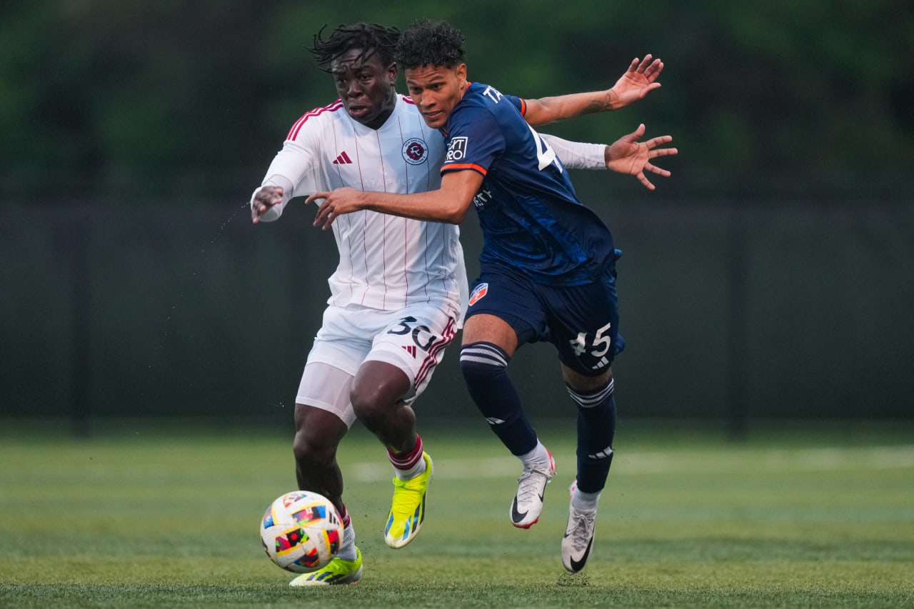 HIGHLAND HEIGHTS, KENTUCKY - April 10: FC Cincinnati 2 against New England Revolution II on April 10, 2024 at Scudamore Field at Northern Kentucky University in Highland Heights, Kentucky.