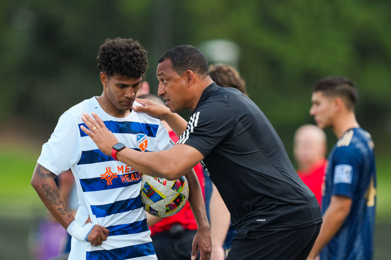 HIGHLAND HEIGHTS, KENTUCKY - APRIL 28: FC Cincinnati 2 against Philadelphia Union on April 28, 2024 at Scudamore Field at Northern Kentucky University in Highland Heights, Kentucky.