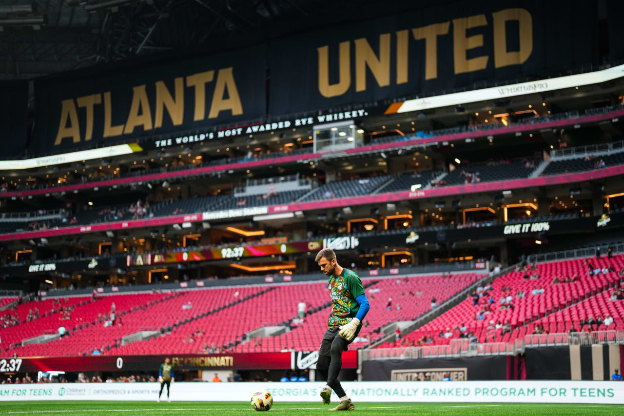 ATLANTA, GEORGIA - APRIL 20: Atlanta United against FC Cincinnati on April 20, 2024 at Mercedes-Benz Stadium in Atlanta Georgia.