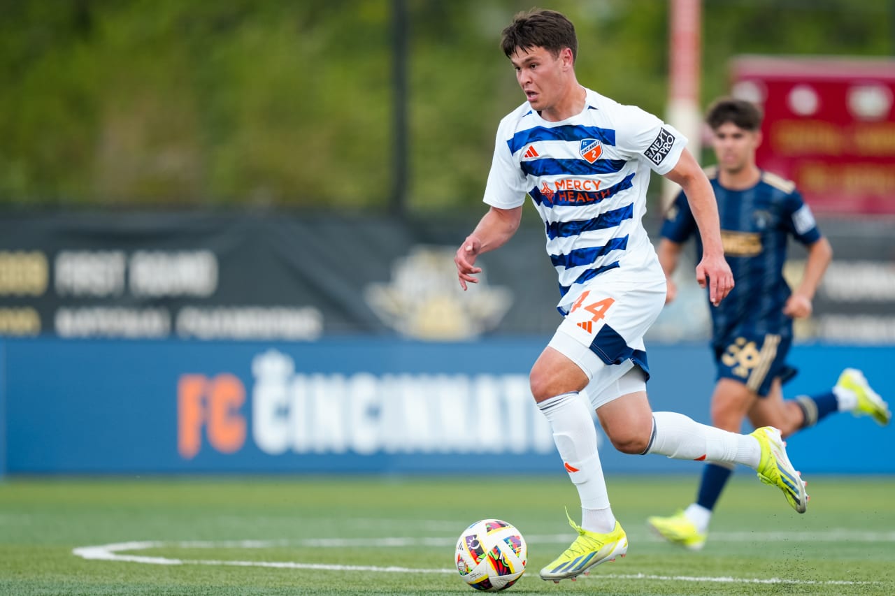 HIGHLAND HEIGHTS, KENTUCKY - APRIL 28: FC Cincinnati 2 against Philadelphia Union on April 28, 2024 at Scudamore Field at Northern Kentucky University in Highland Heights, Kentucky.