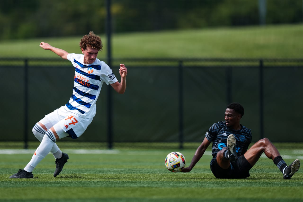 HIGHLAND HEIGHTS, KENTUCKY - MAY 4: FC Cincinnati 2 against Crown Legacy FC on May 4, 2024 at Scudamore Field at Northern Kentucky University in Highland Heights, Kentucky.