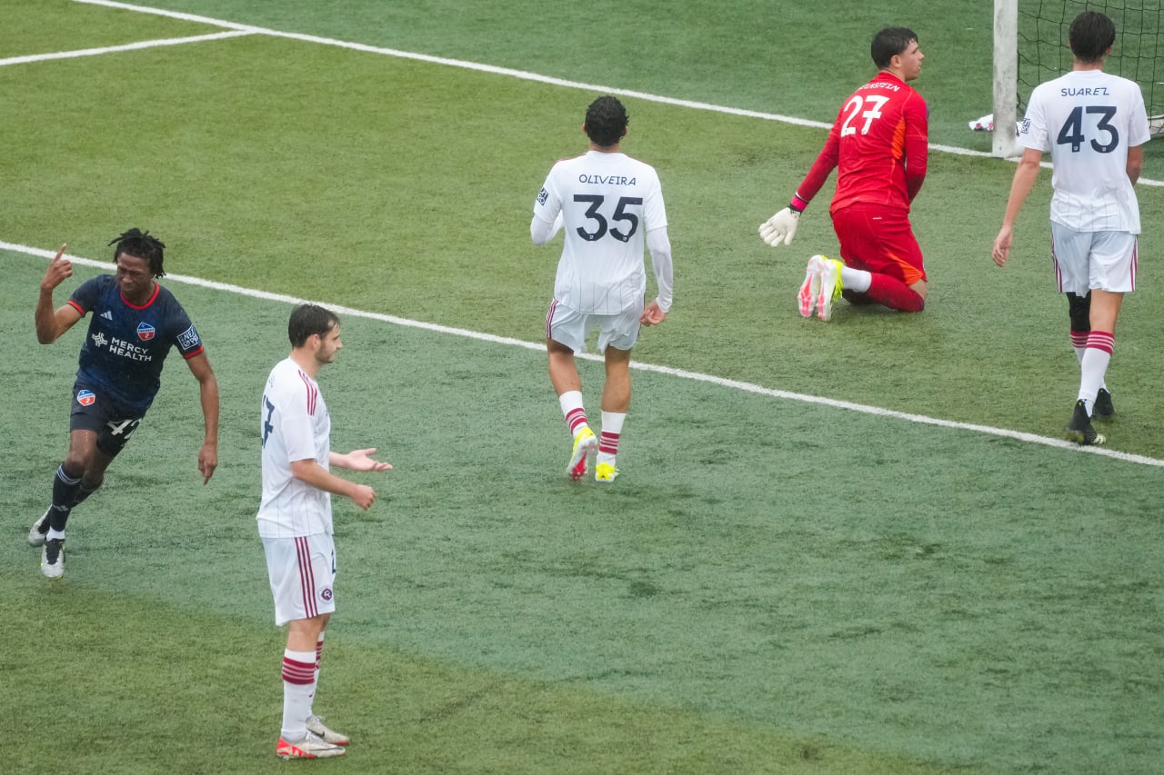 HIGHLAND HEIGHTS, KENTUCKY - April 10: FC Cincinnati 2 against New England Revolution II on April 10, 2024 at Scudamore Field at Northern Kentucky University in Highland Heights, Kentucky.