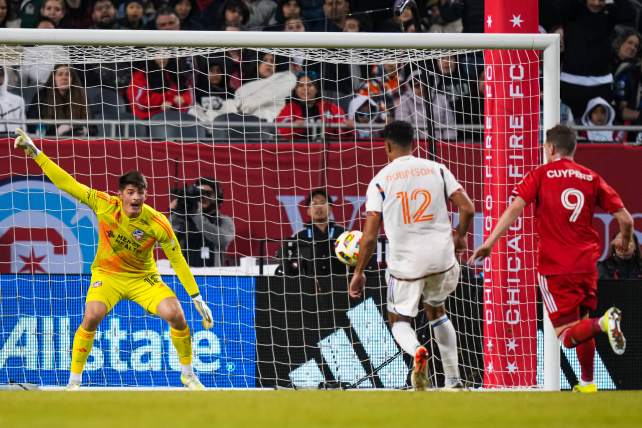 CHICAGO, ILLINOIS - MARCH 2: Chicago Fire FC against FC Cincinnati on March 2, 2024 at Soldier Field in Chicago, Illinois.
