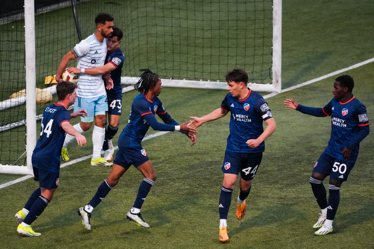 HIGHLAND HEIGHTS, KENTUCKY - MARCH 17: FC Cincinnati 2 against Chicago Fire FC II on March 17, 2024 at Scudamore Field at Northern Kentucky University in Highland Heights, Kentucky.