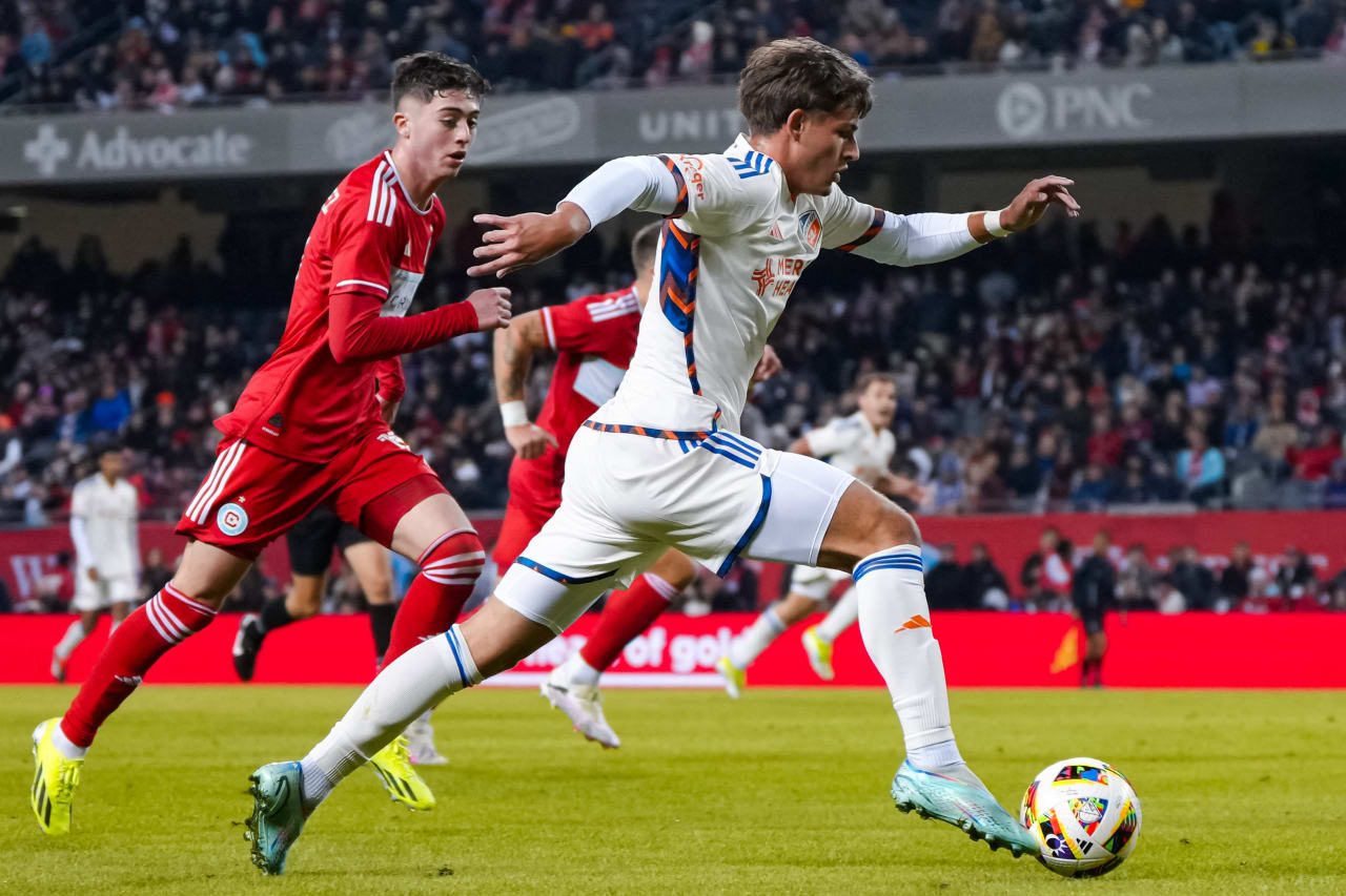 CHICAGO, ILLINOIS - MARCH 2: Chicago Fire FC against FC Cincinnati on March 2, 2024 at Soldier Field in Chicago, Illinois.