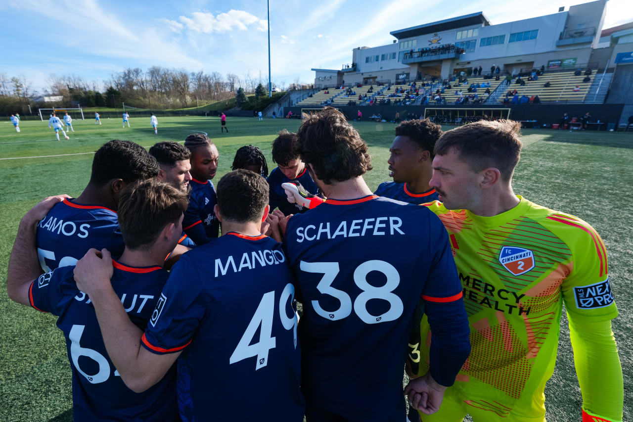 HIGHLAND HEIGHTS, KENTUCKY - MARCH 17: FC Cincinnati 2 against Chicago Fire FC II on March 17, 2024 at Scudamore Field at Northern Kentucky University in Highland Heights, Kentucky.