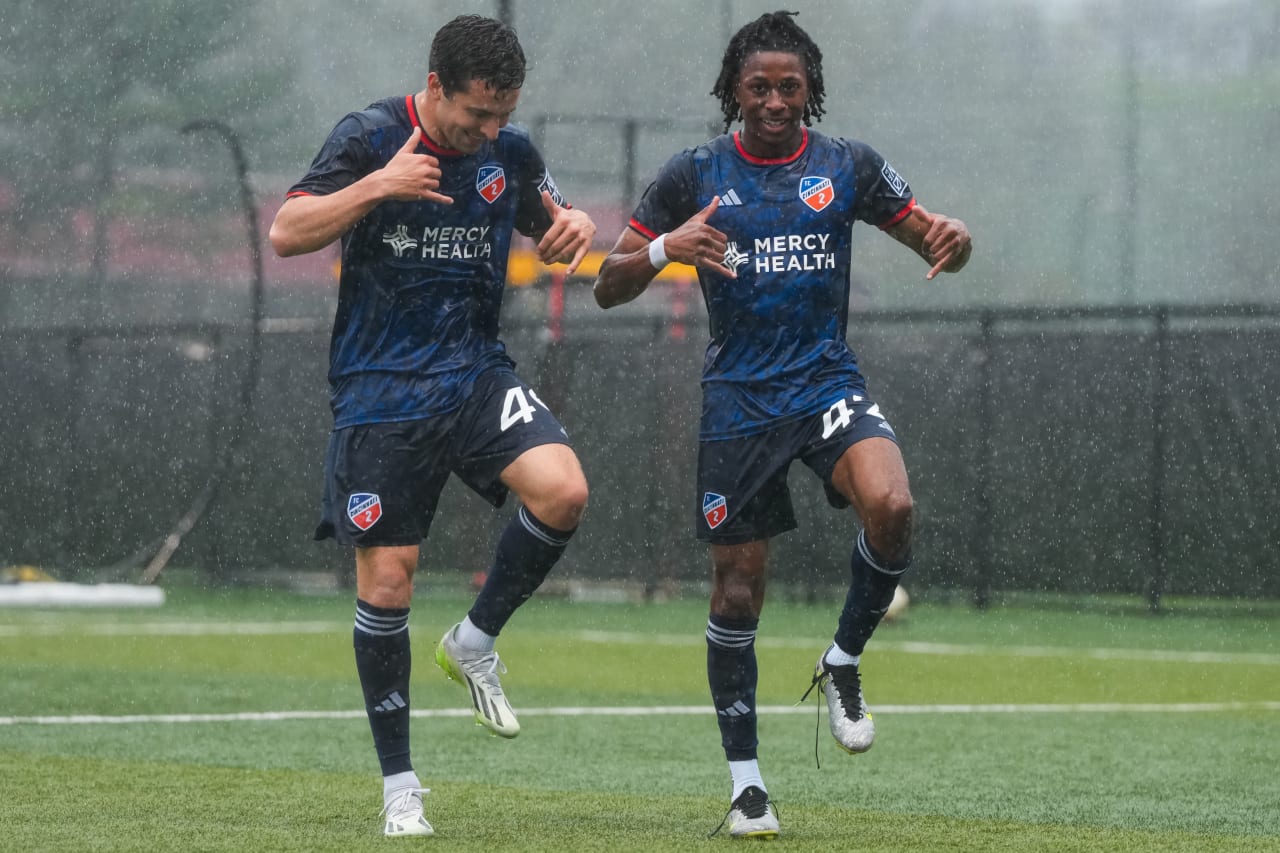 HIGHLAND HEIGHTS, KENTUCKY - April 10: FC Cincinnati 2 against New England Revolution II on April 10, 2024 at Scudamore Field at Northern Kentucky University in Highland Heights, Kentucky.