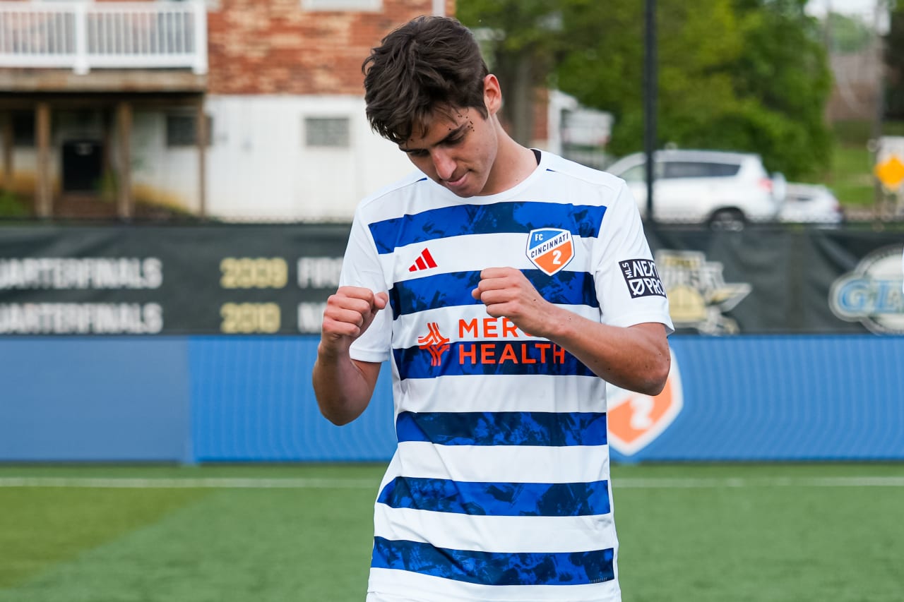 HIGHLAND HEIGHTS, KENTUCKY - APRIL 28: FC Cincinnati 2 against Philadelphia Union on April 28, 2024 at Scudamore Field at Northern Kentucky University in Highland Heights, Kentucky.