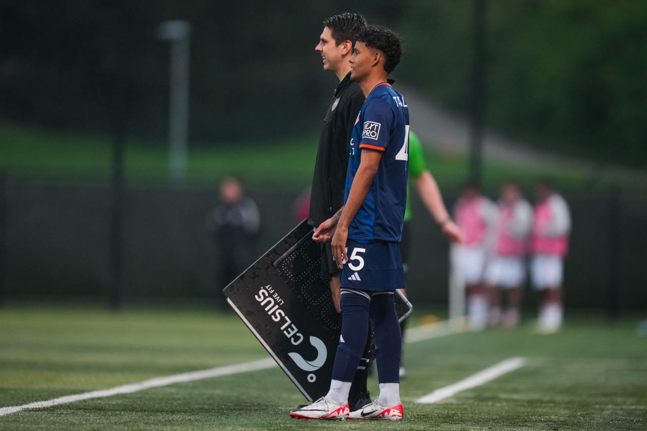 HIGHLAND HEIGHTS, KENTUCKY - April 10: FC Cincinnati 2 against New England Revolution II on April 10, 2024 at Scudamore Field at Northern Kentucky University in Highland Heights, Kentucky.